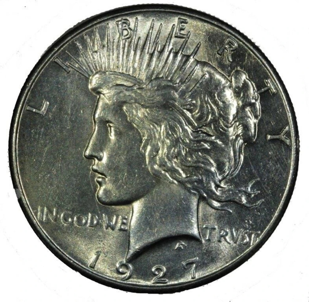 AU-58 1927-S Peace $1