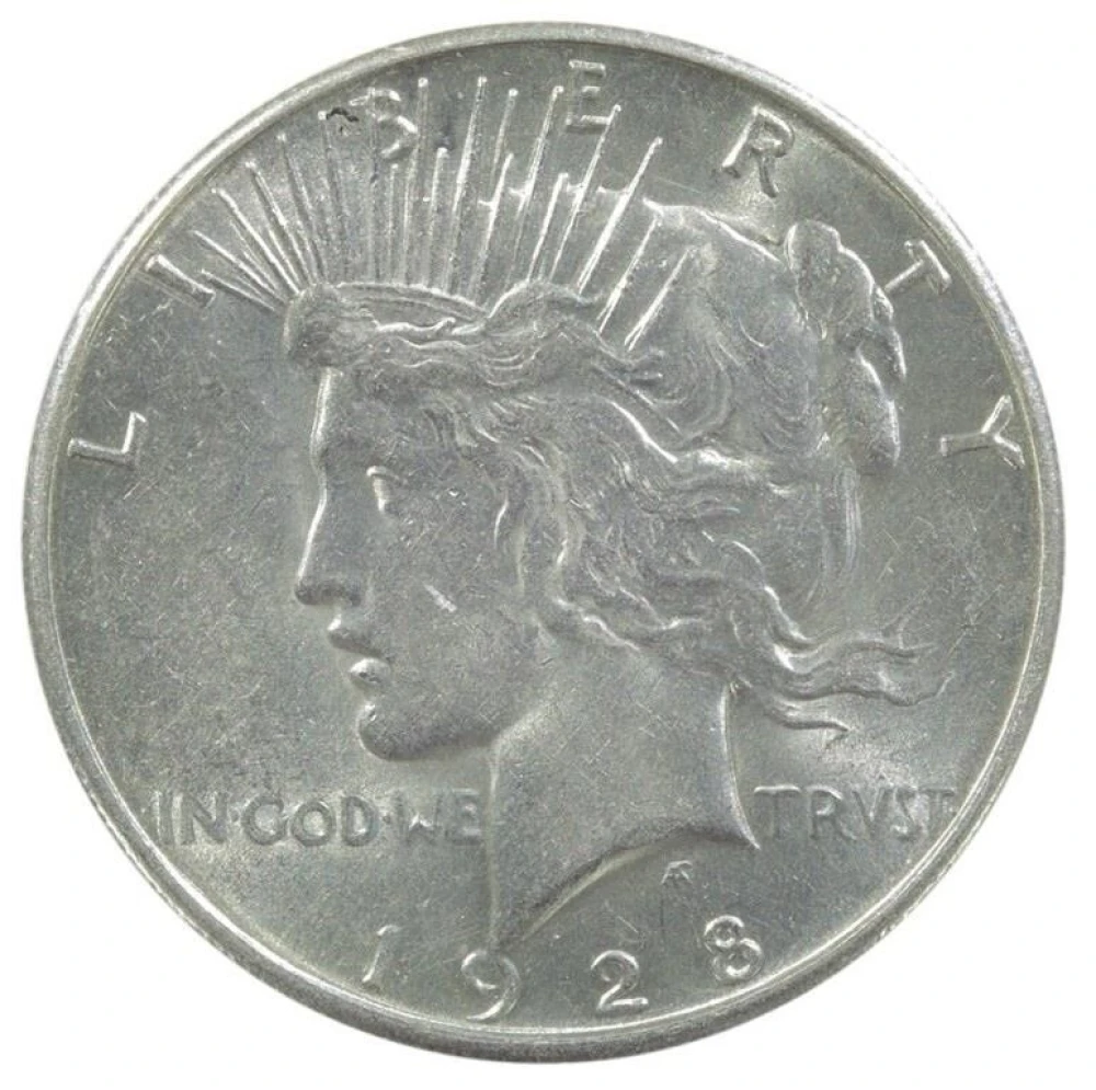 AU-58 1928-S Peace $1