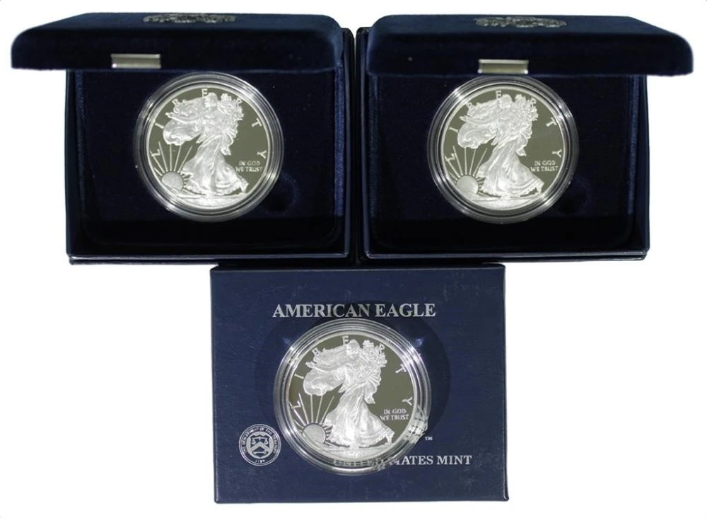 Trio of 2013-W Proof Silver Eagles