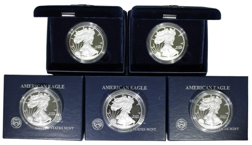 Group of 5 2013-W Proof Silver Eagles