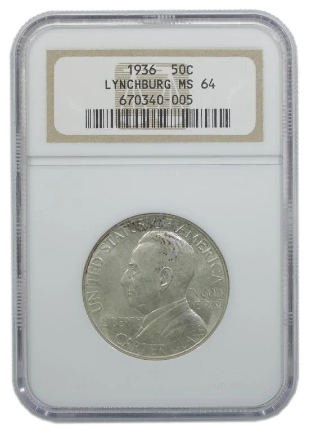 NGC MS-64 1936 Lynchburg Half Dollar