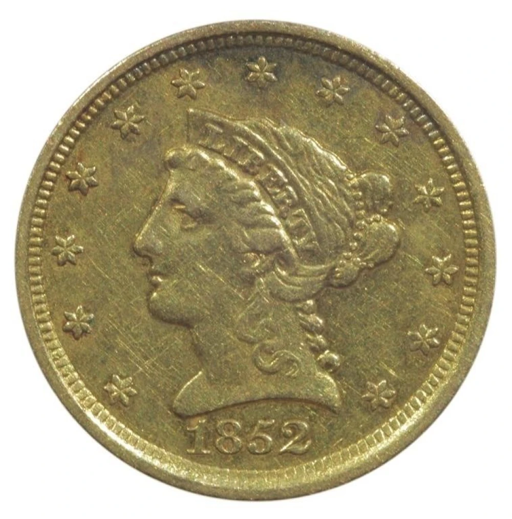 AU Details 1852 $2.50 Gold