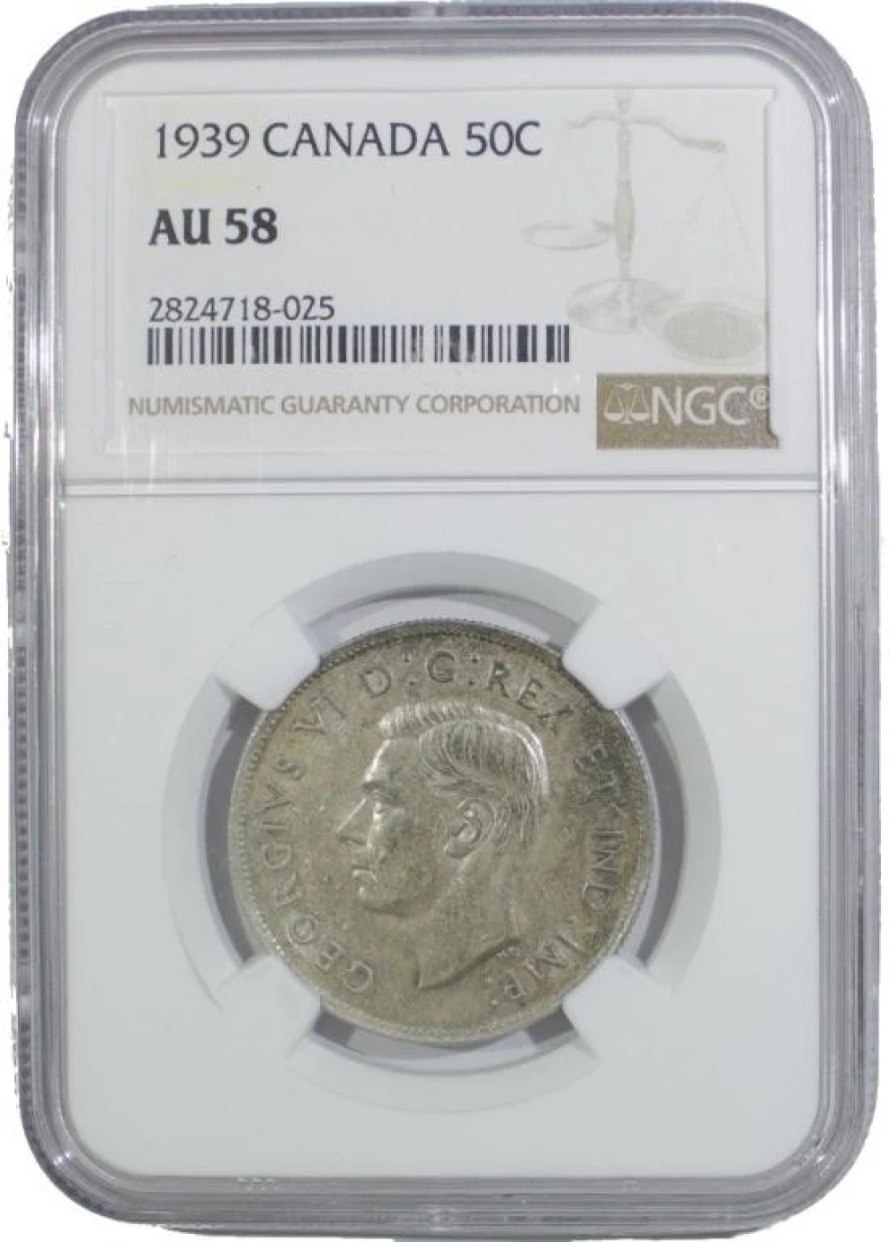 Canada. NGC AU-58 1939 Fifty-Cents