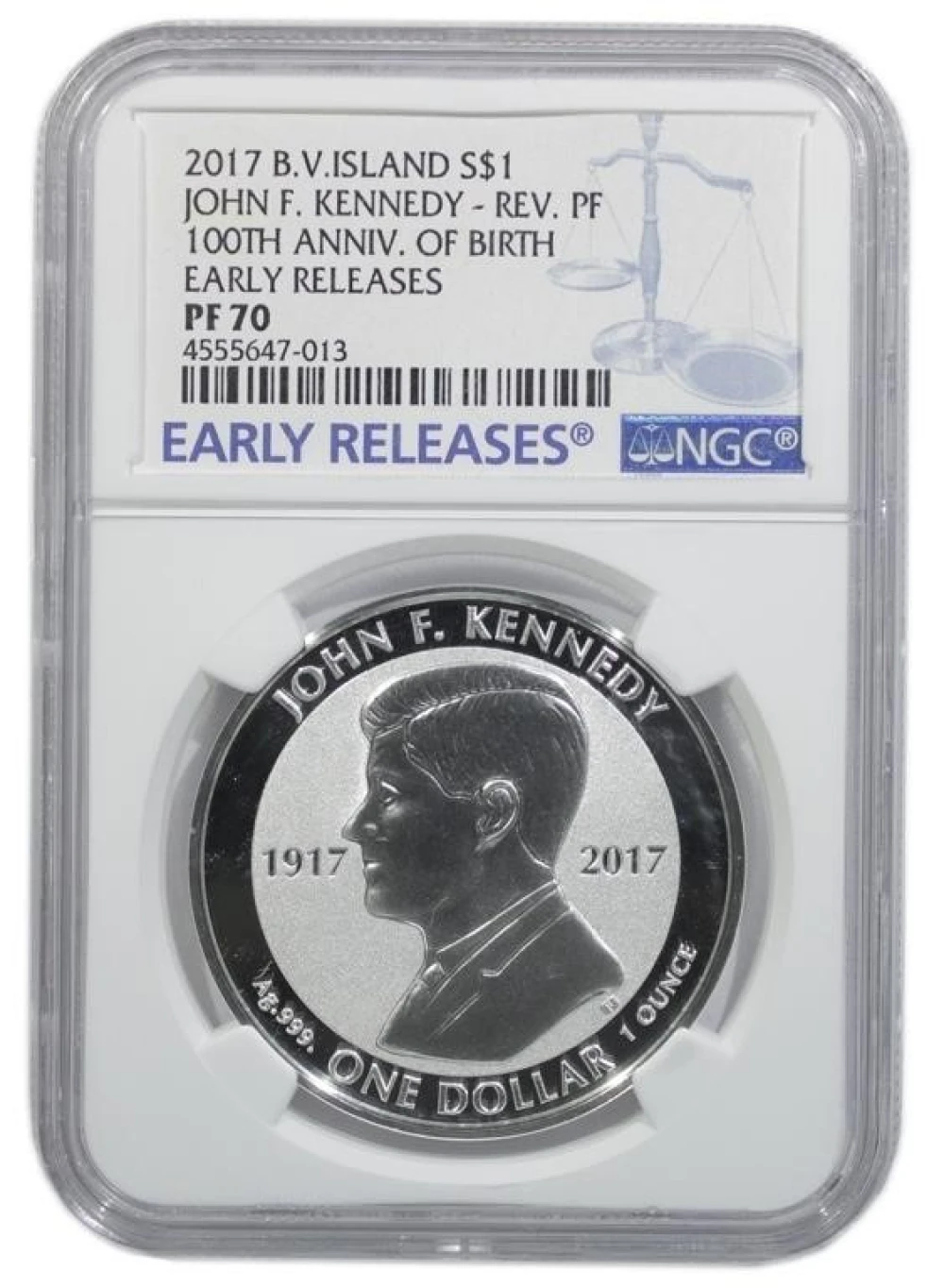 British Virgin Islands. NGC Proof-70 JFK Silver $1