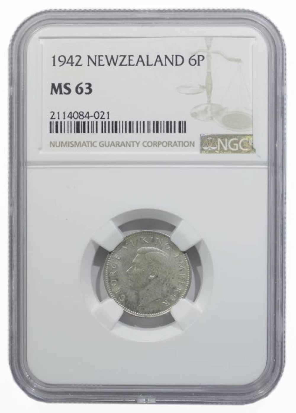 New Zealand. NGC MS-63 1942 Sixpence