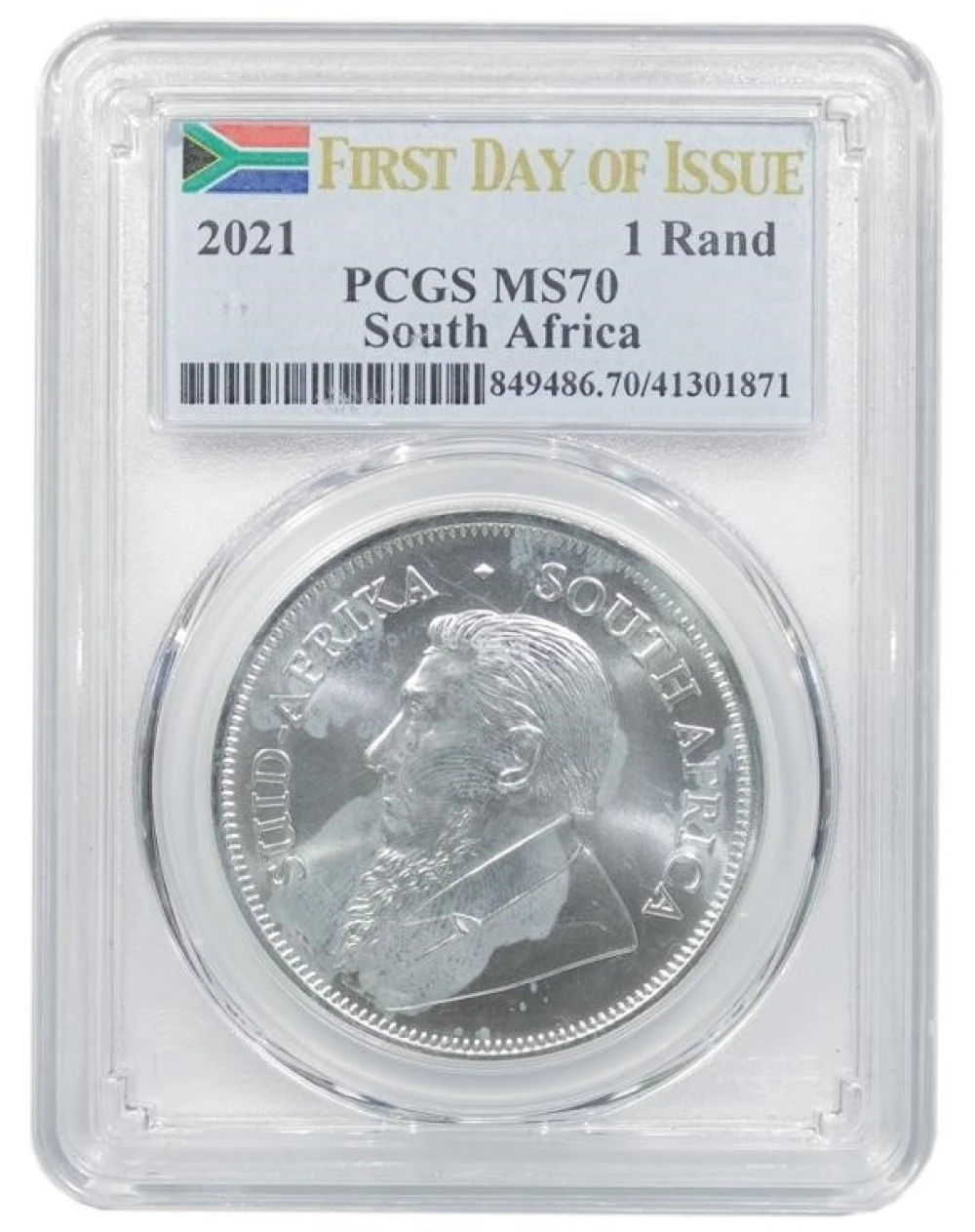 South Africa. PCGS MS-70 2021 Silver One Rand