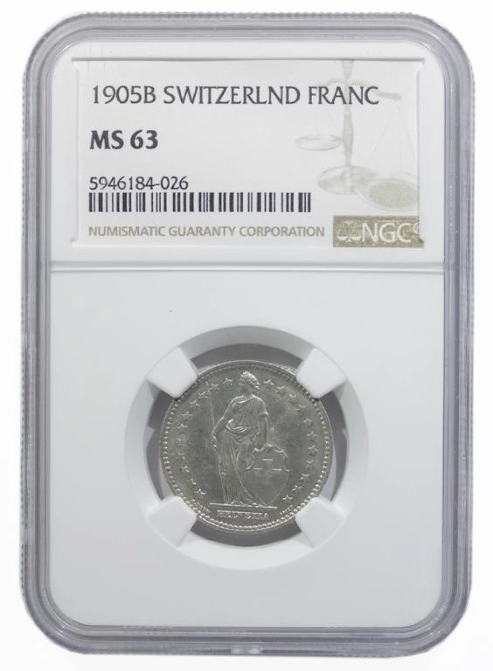 Switzerland. NGC MS-63 1905-B One Franc