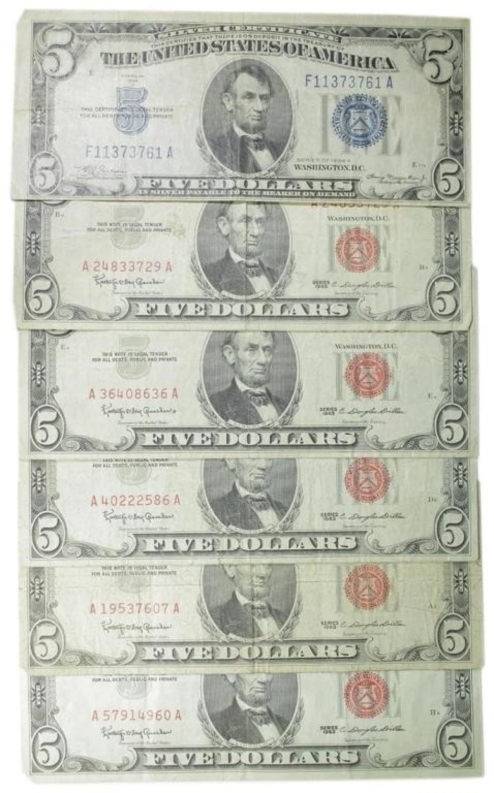 Half Dozen Mixed Series $5 Notes