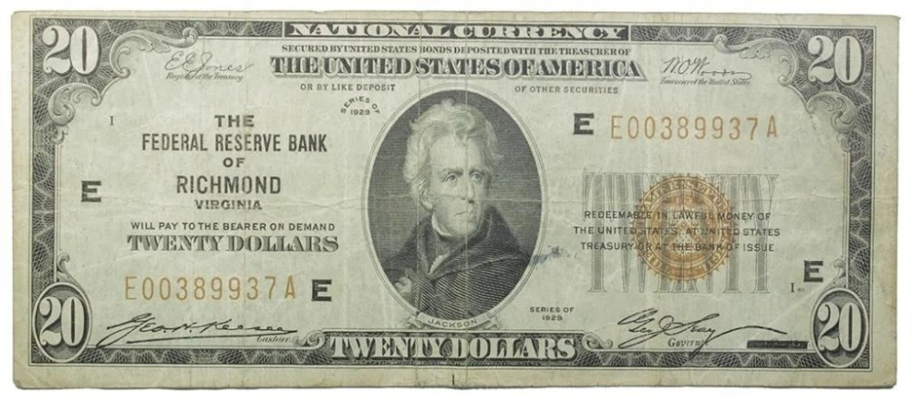 Fine to VF Series 1929 National Currency $20