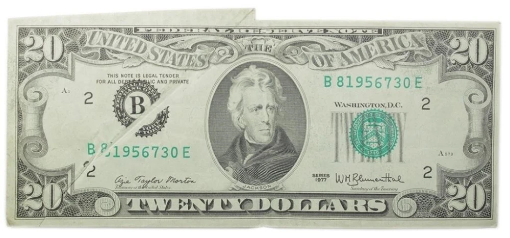 EF Series 1977 $20 Butterfly Fold Error