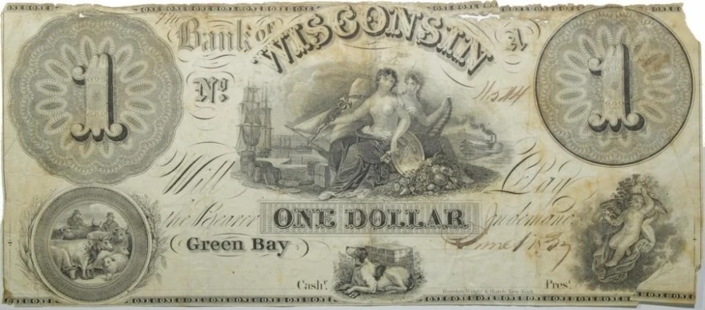 Wisconsin. Green Bay. 1837 $1 Note