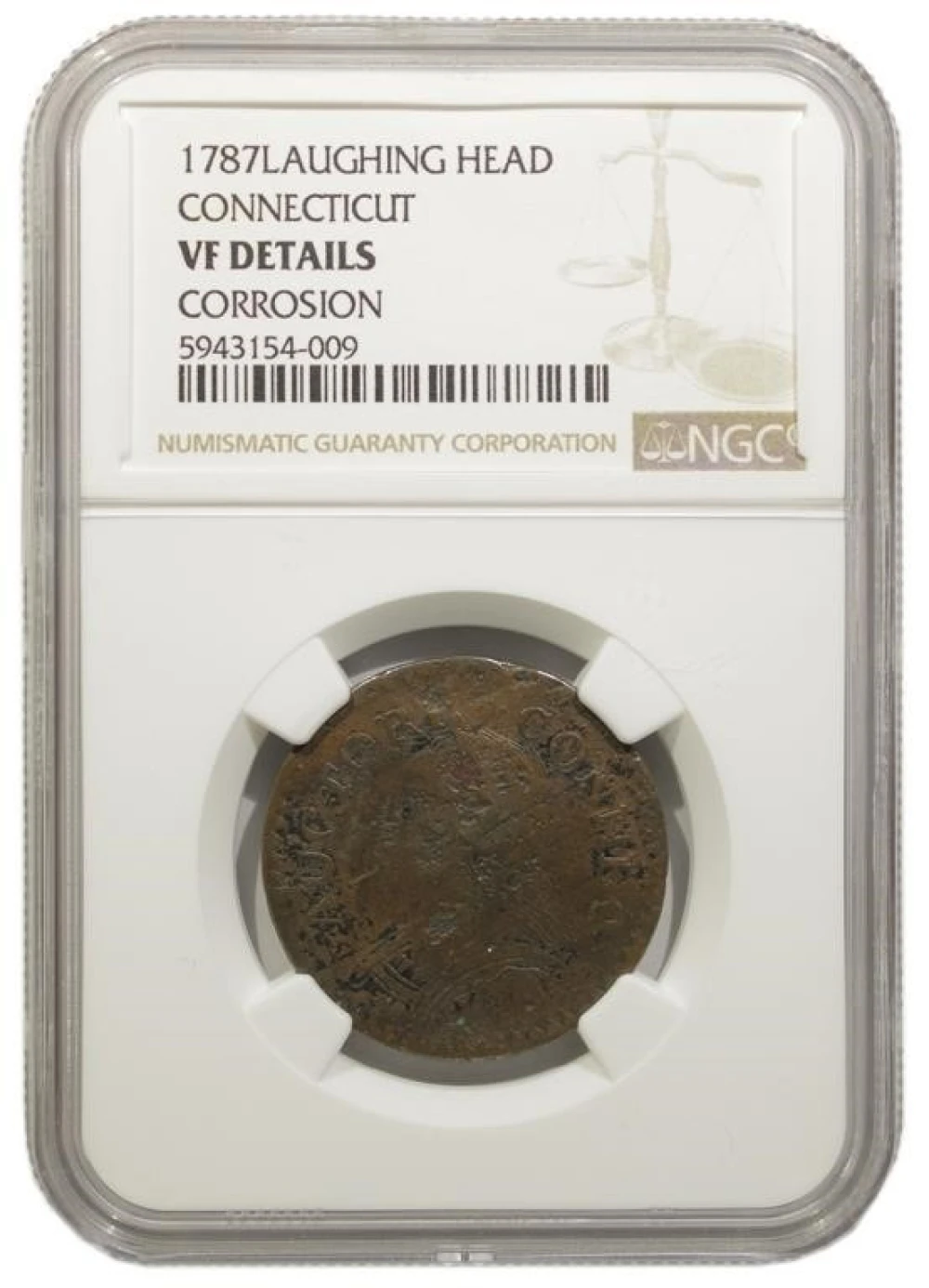 NGC VF Details 1787 Connecticut Copper