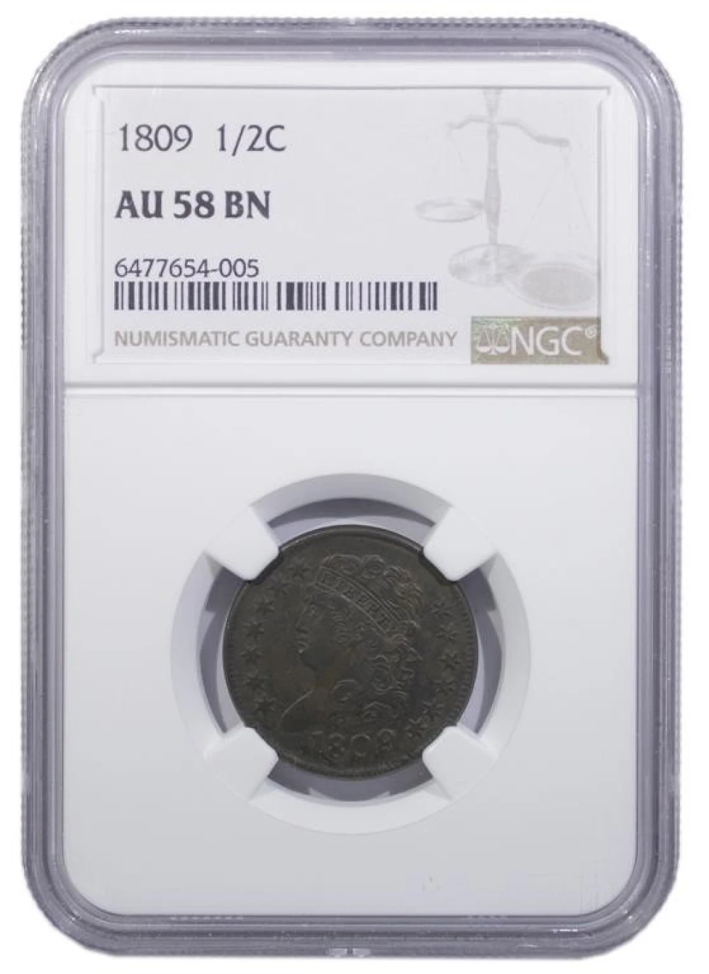 NGC AU-58 1809/Inverted 9 Half Cent