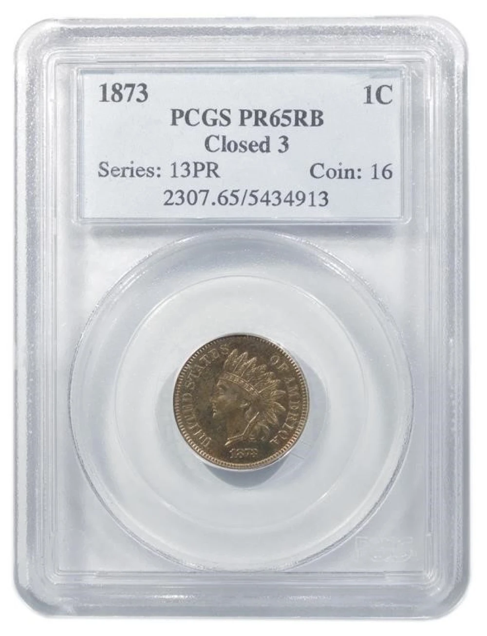 PCGS Proof-65 RB 1873 Indian Cent