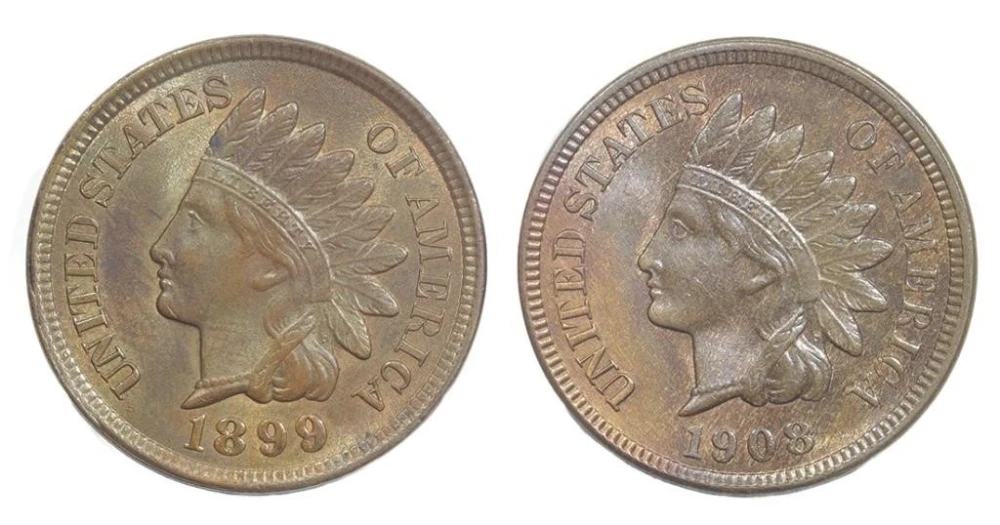 Unc Indian Cent Duo