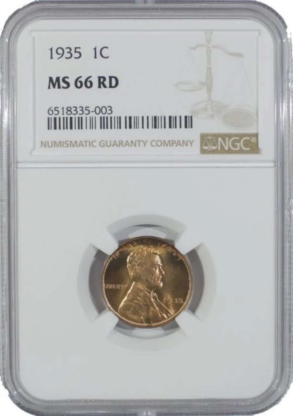 NGC MS-66 RD 1935 Cent