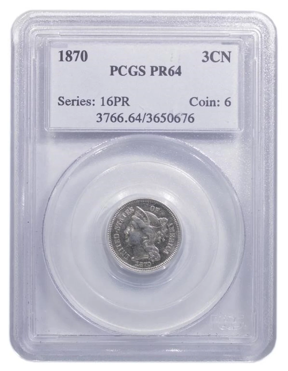 PCGS Proof-64 1870 Nickel Three-Cents