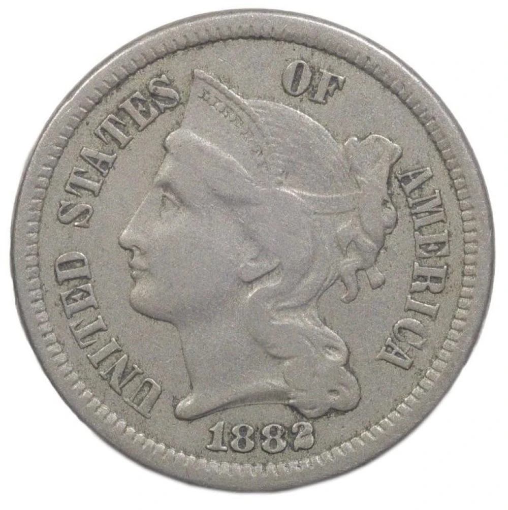 VF-25 1882 Nickel Three-Cents