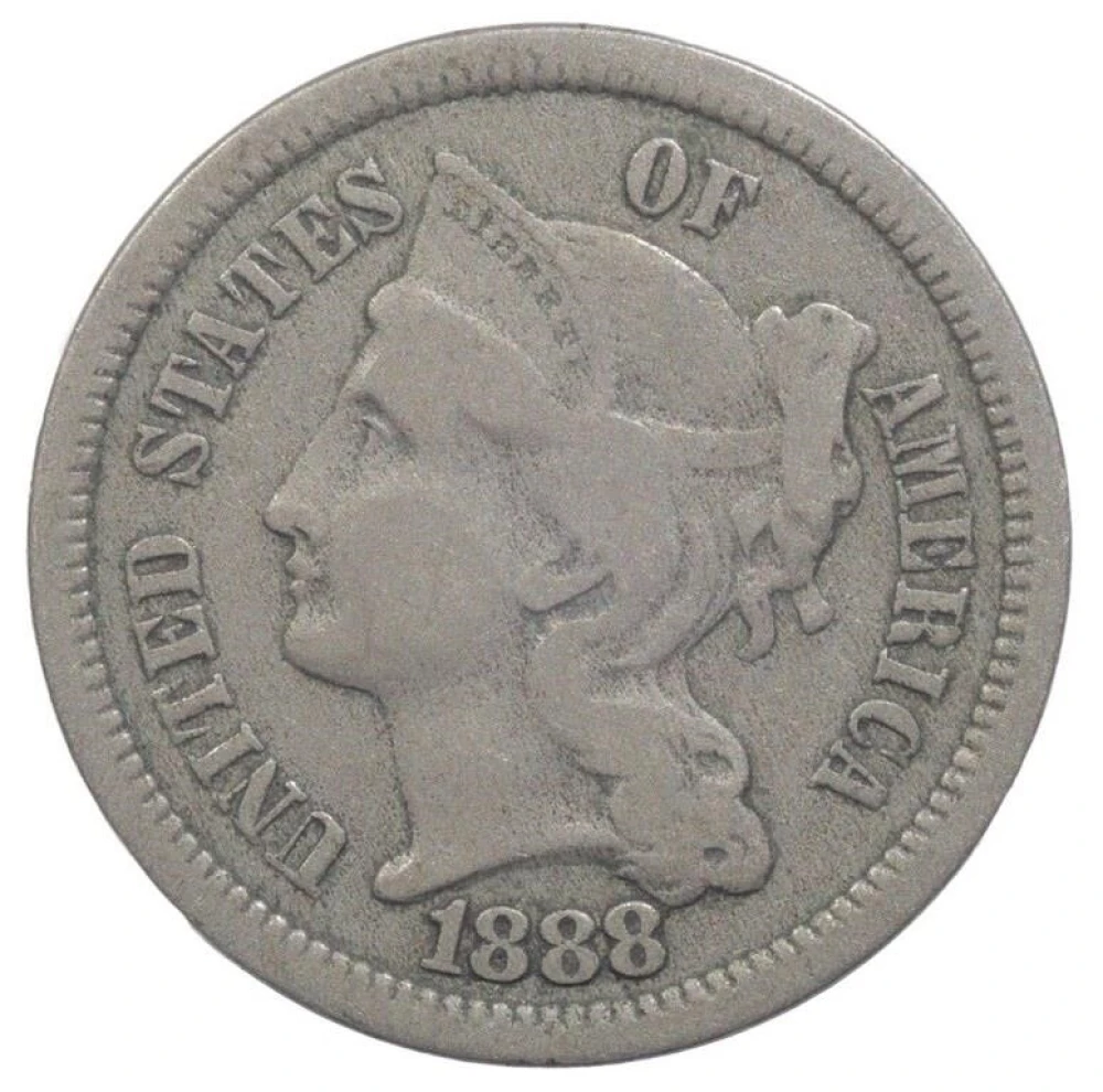 Fine 1888 Nickel Three-Cents