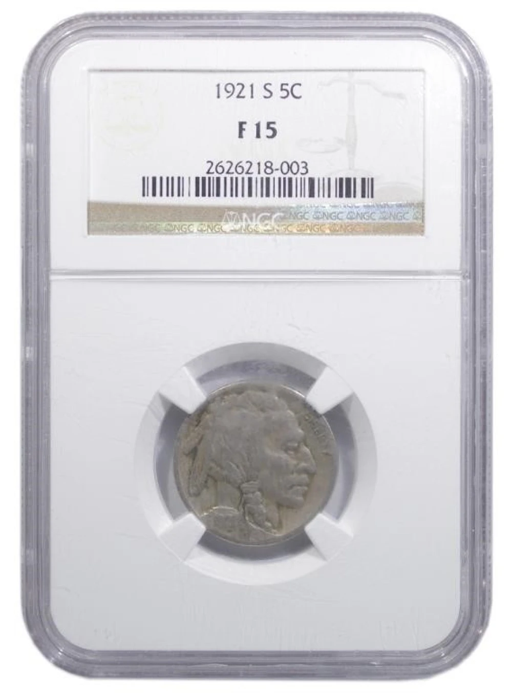 NGC Fine-15 1921-S Nickel