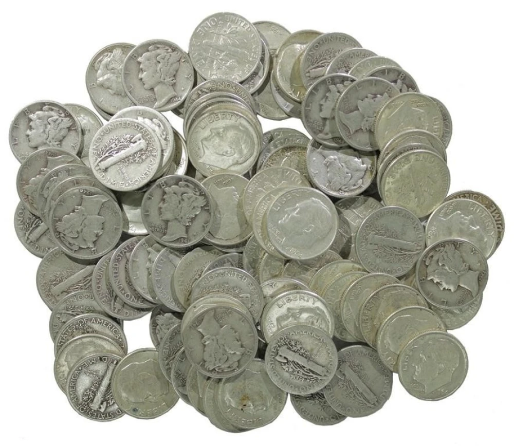 Two Rolls Mixed Mercury and Roosevelt Dimes