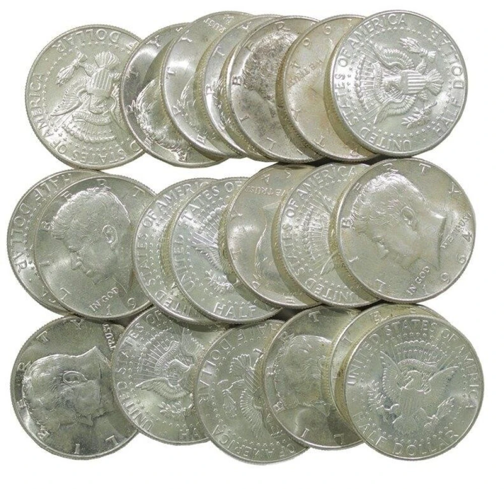 Roll of Slider AU to BU 1964 Half Dollars
