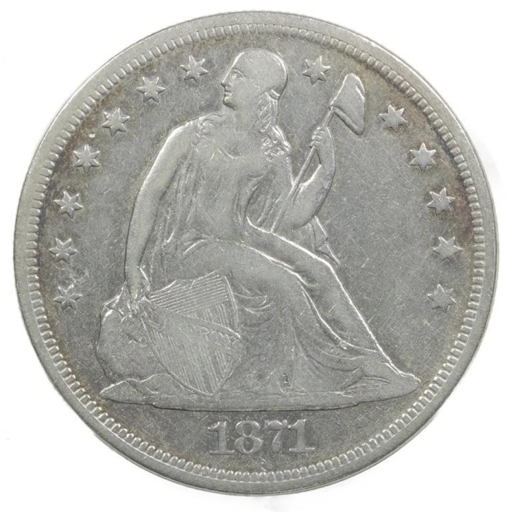 VF+ 1871 Seated Liberty $1