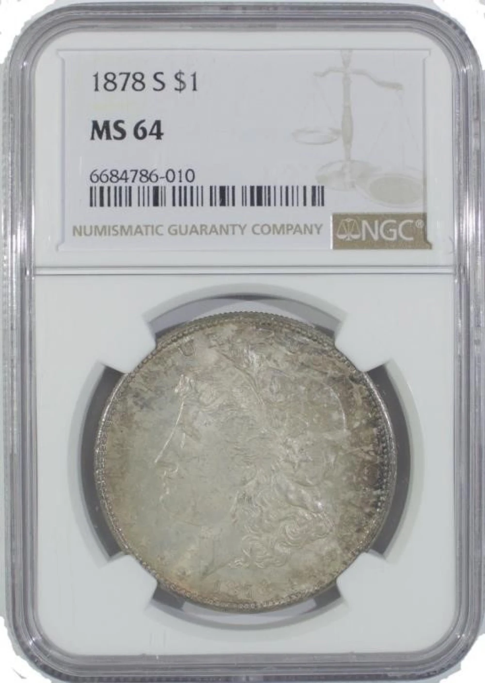 NGC MS-64 Toned 1878-S Morgan Dollar