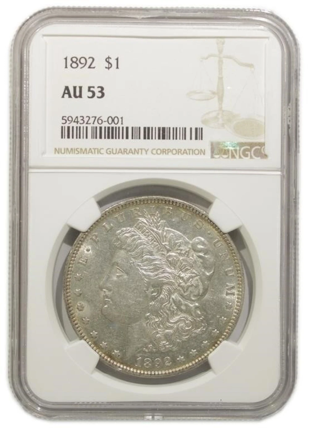 NGC AU-53 1892 Morgan Dollar