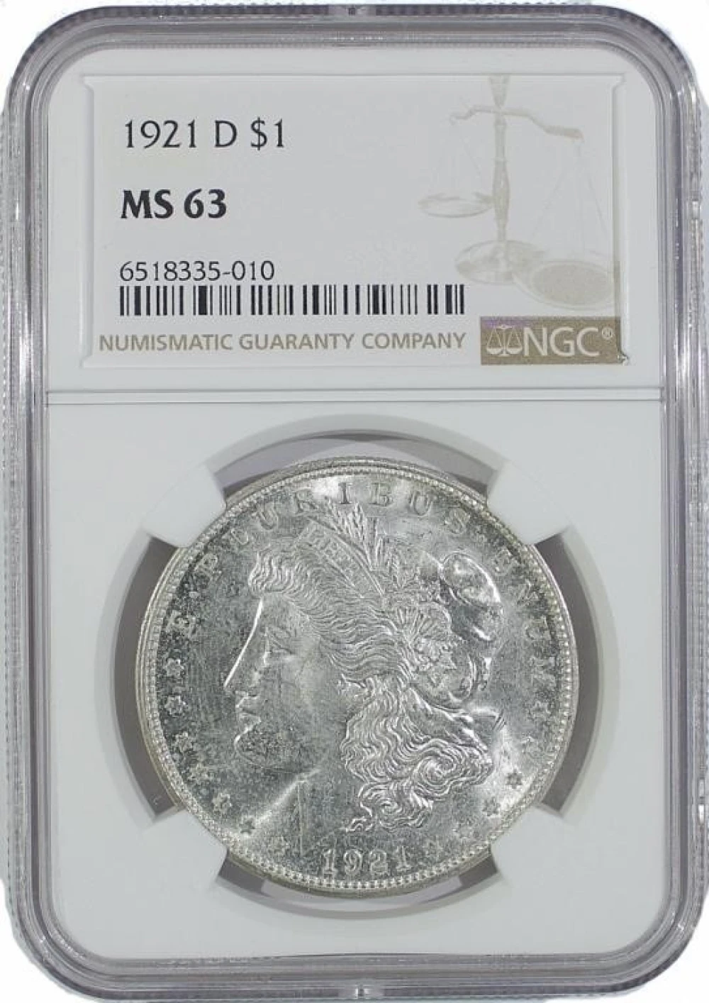 NGC MS-63 1921-D Morgan $1