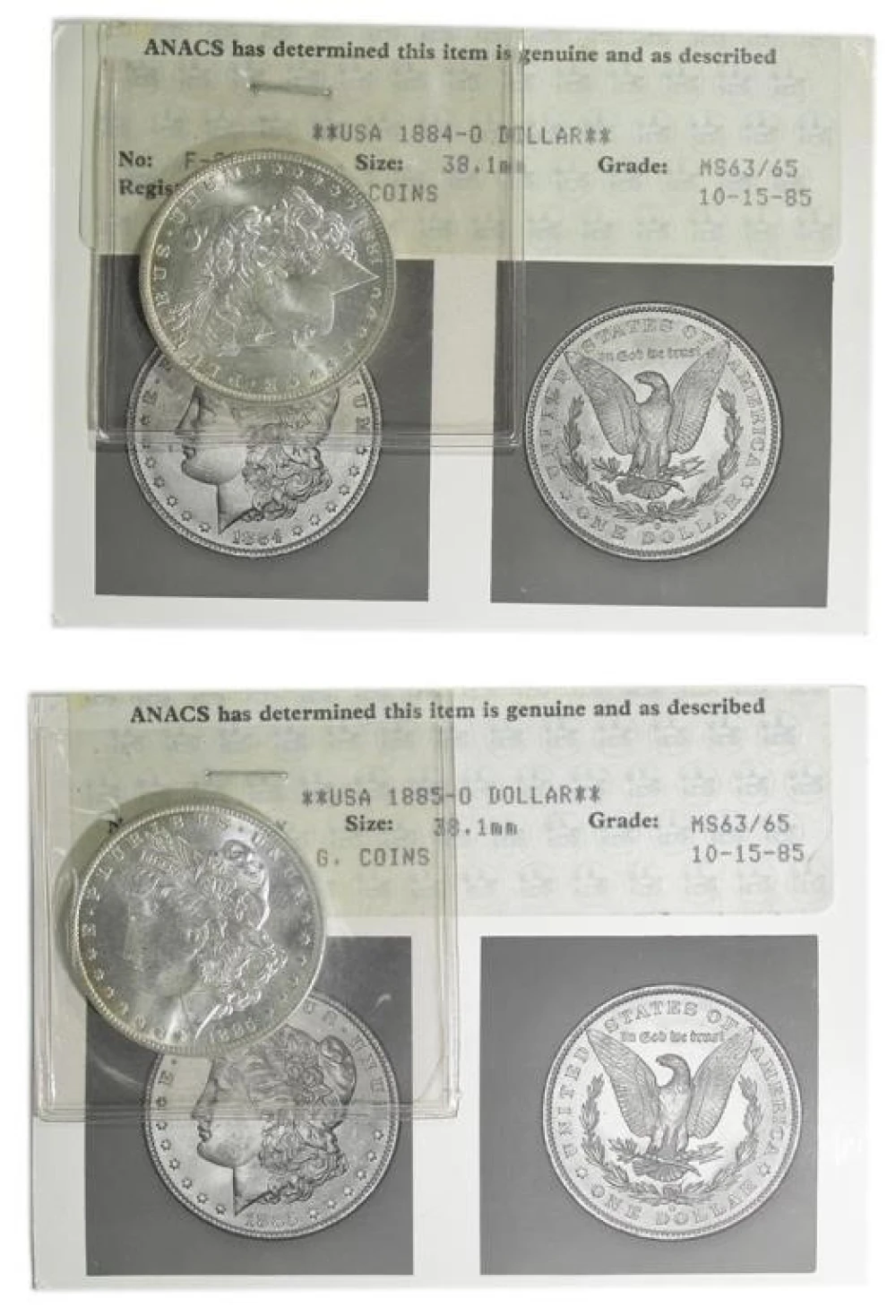 Pair of ANACS Certified Morgan Dollars