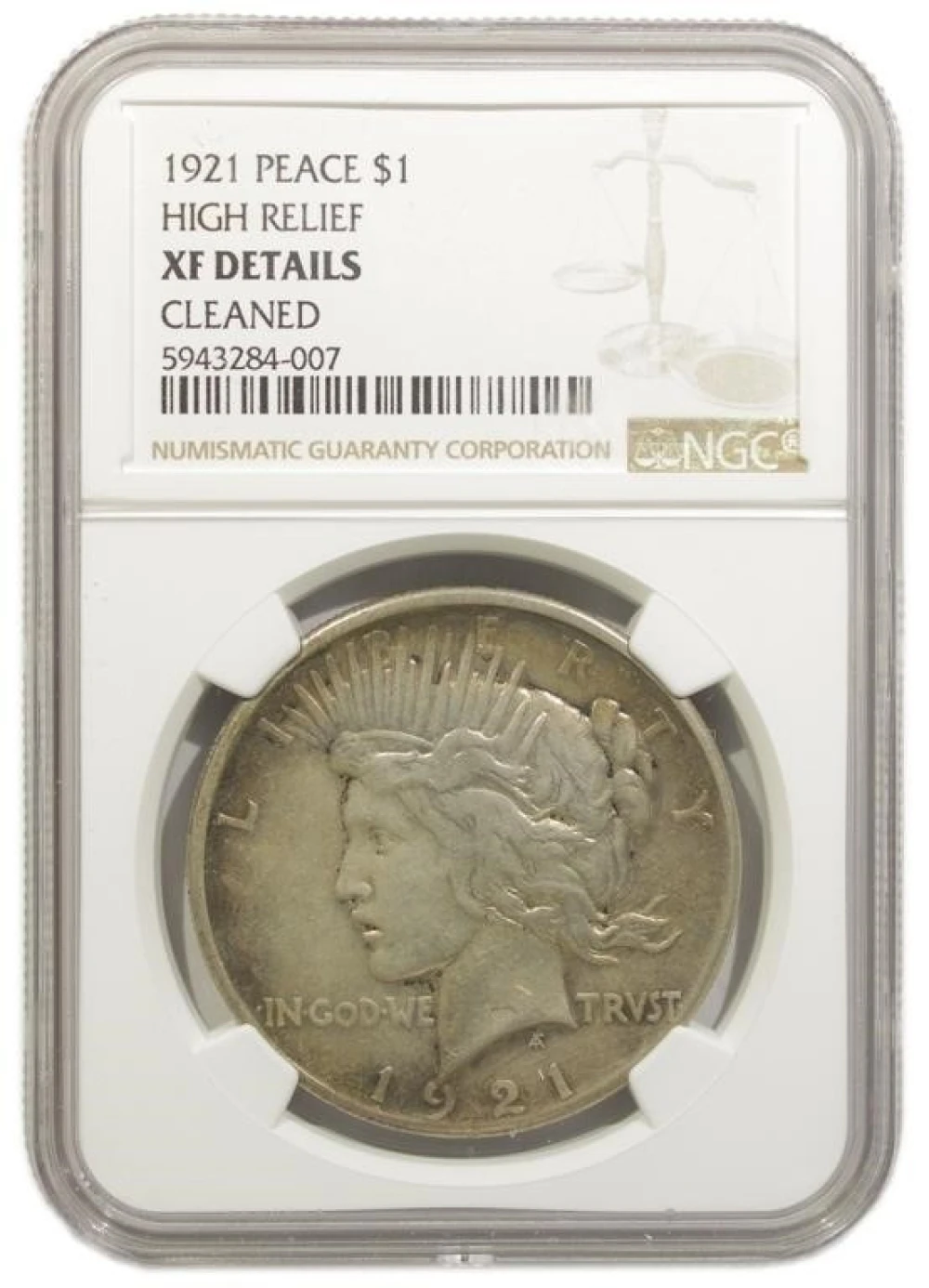 NGC EF Details 1921 Peace $1