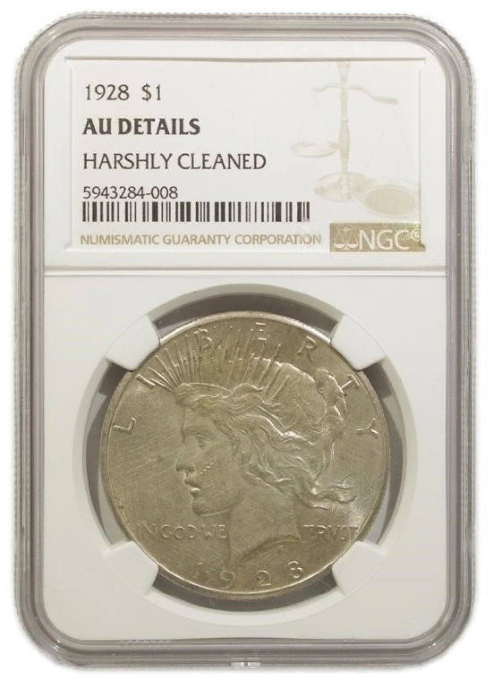 NGC AU Details 1928 Peace Dollar