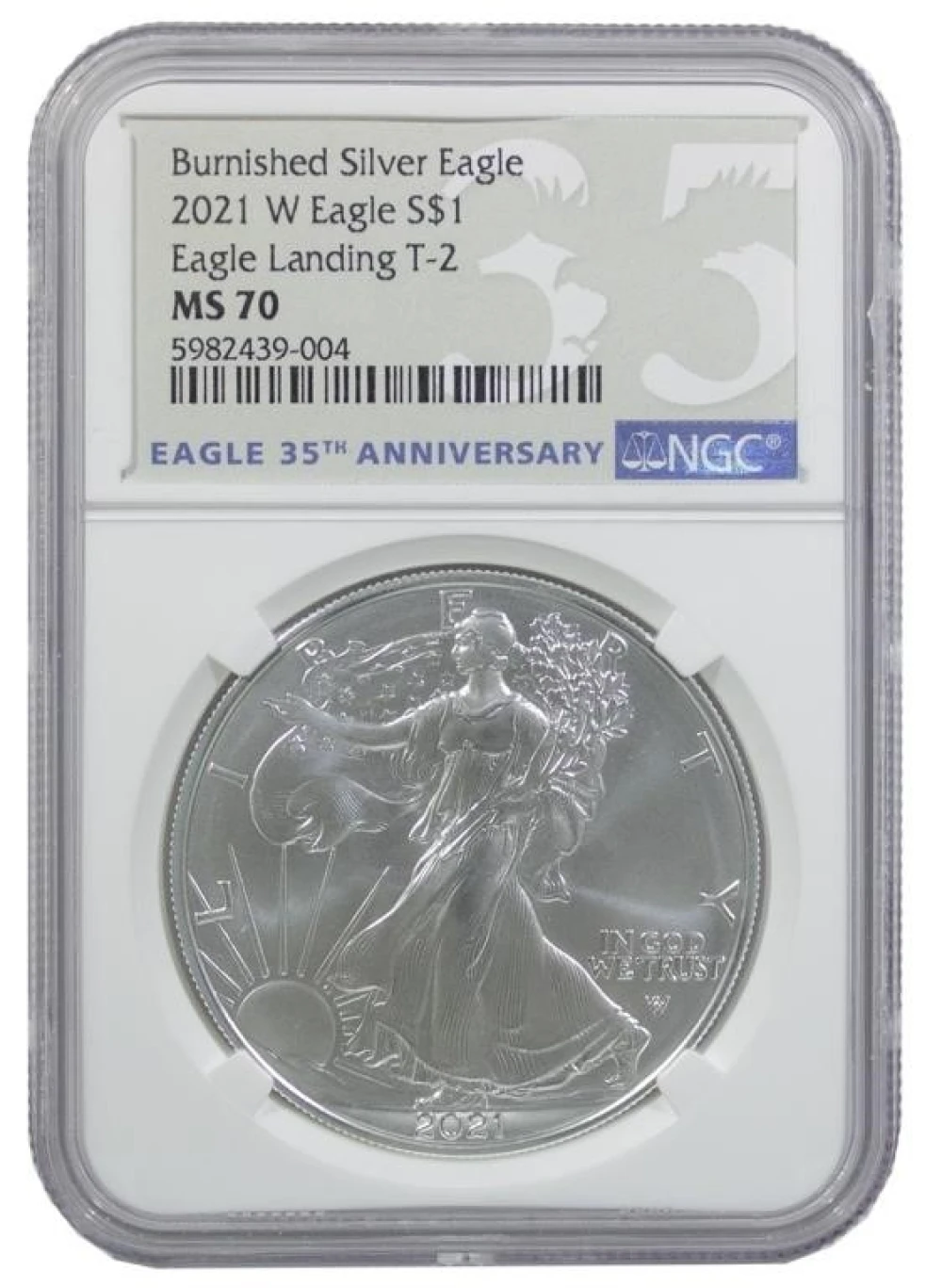 2021-W NGC MS-70 Type 2 Burnished Silver Eagle