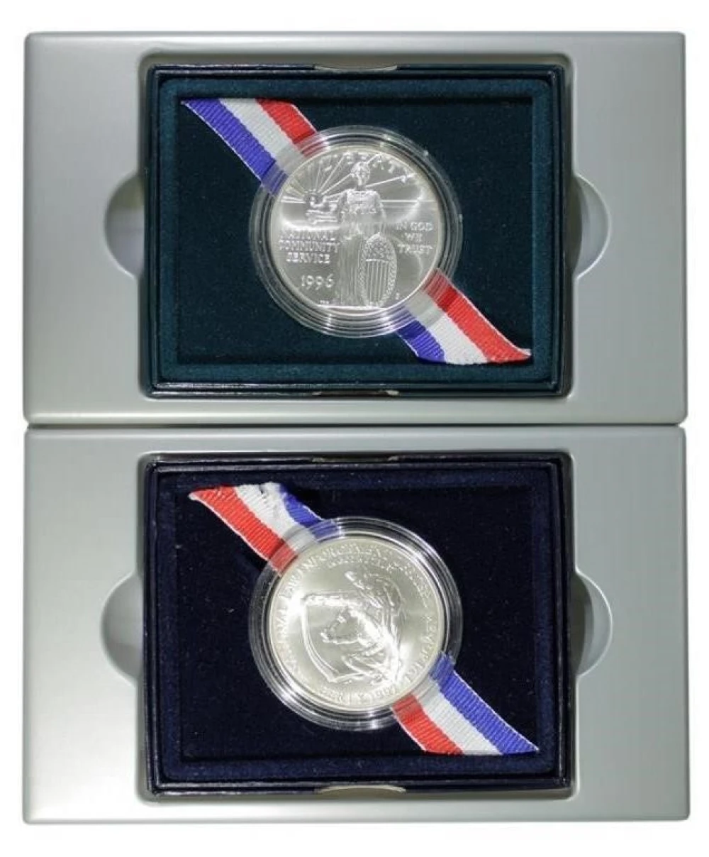 Pair of Commemorative Silver Dollars