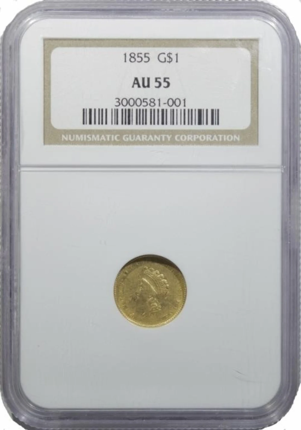 NGC AU-55 1855 Type II Gold $1