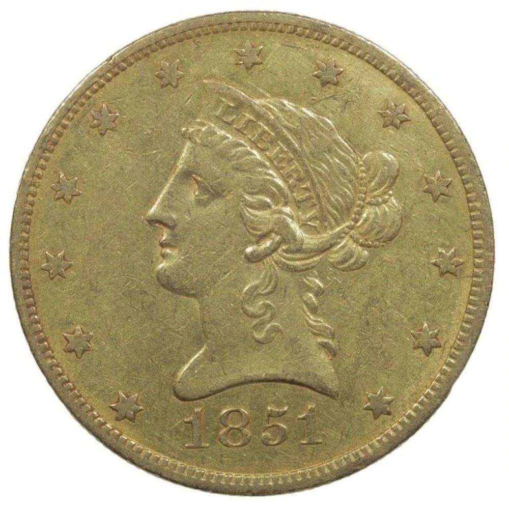 EF-40 or Finer 1851-O Gold $10