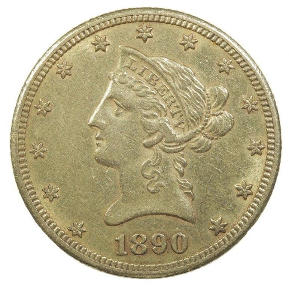 Desirable AU-50 1890-CC $10 Gold Liberty