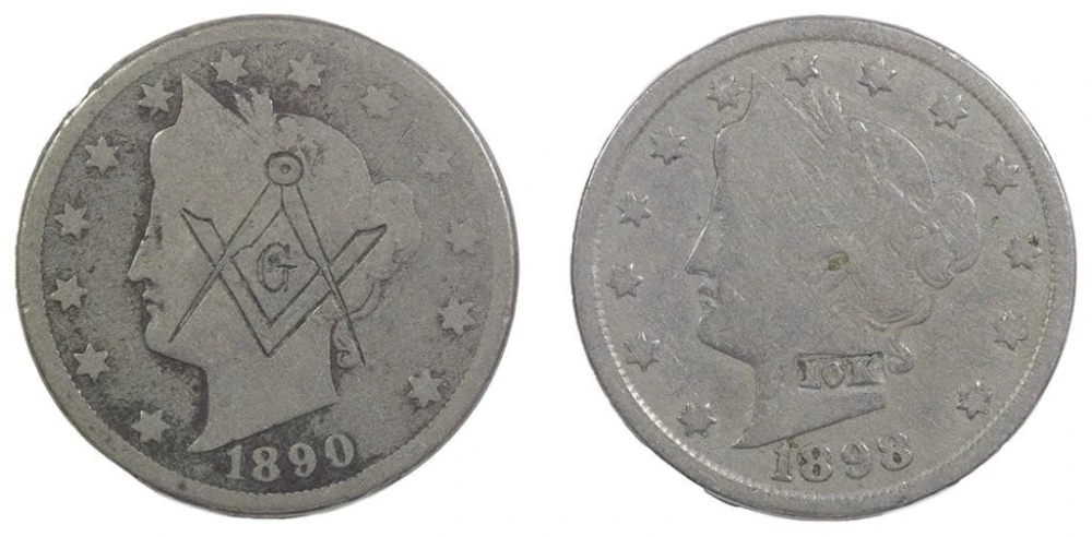 Counterstamped Liberty Nickel Pair