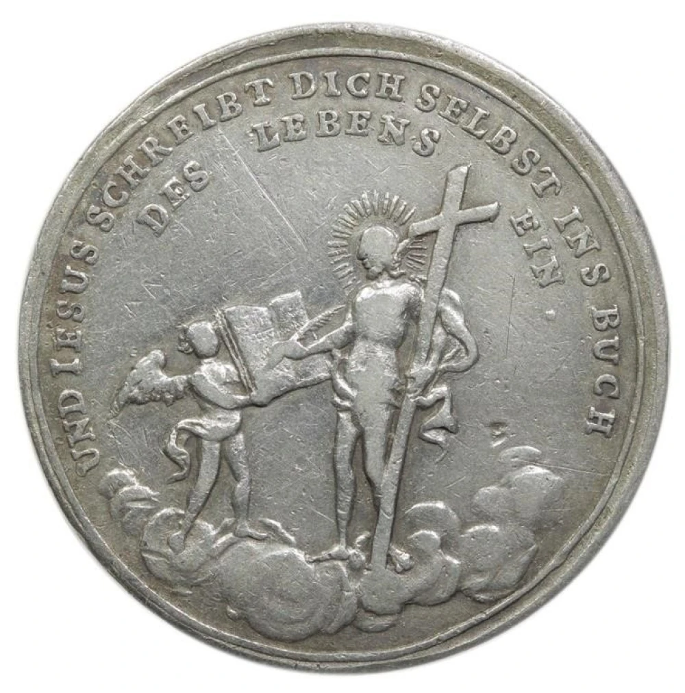 Germany. Early 1700s Silver Baptism Medal
