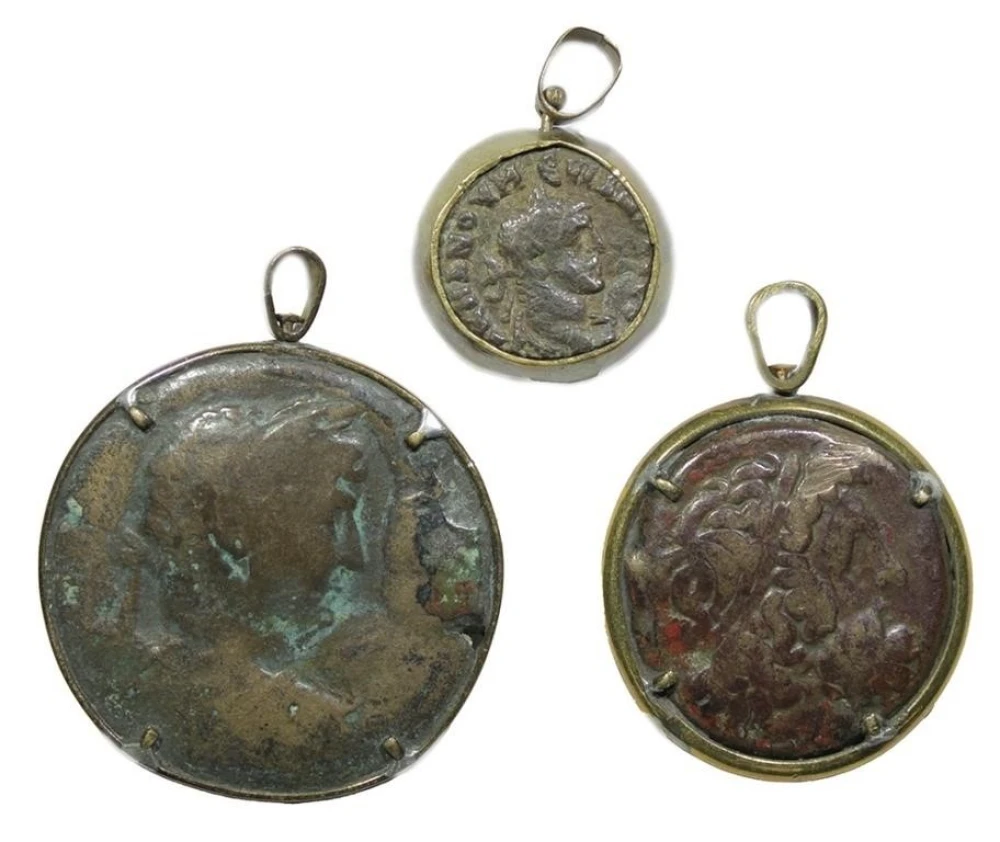 Ancient. Bronze Greek and Roman Coins in Bezels
