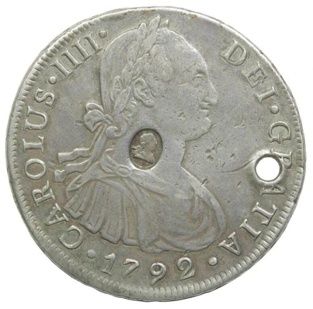Peru. 1792-I.J. Counterstamped 8 Reales