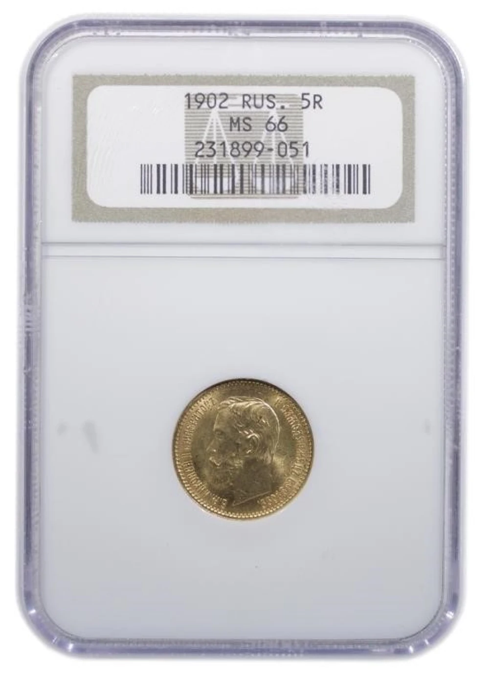 Russia. NGC MS-66 1902 Gold 5 Roubles