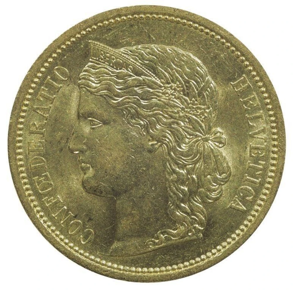 Swiss Confederation. MS-60 1883 Gold 20 Francs