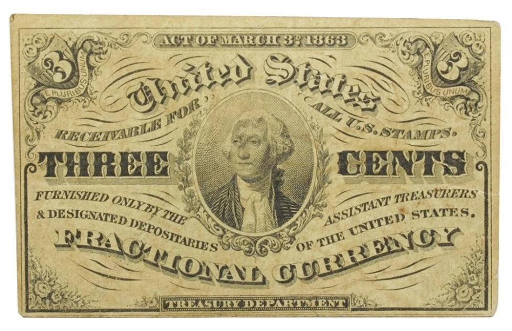 VF to EF Three-Cents Fractional Currency