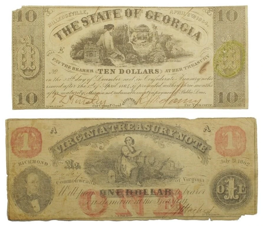 Georgia and Virginia Obsolete Note Pair