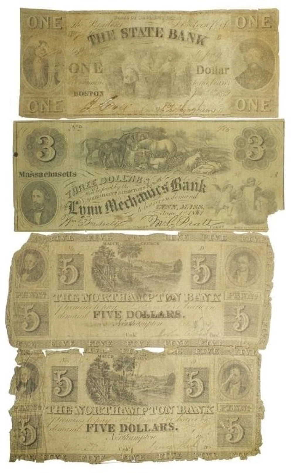 Quartet of Massachusetts and Pennsylvania Notes