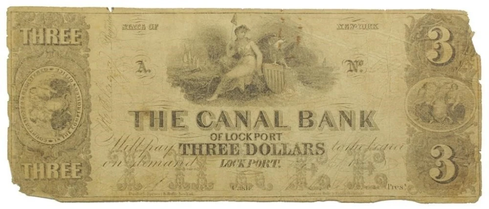 New York. Lockport. Spurious $3 Note