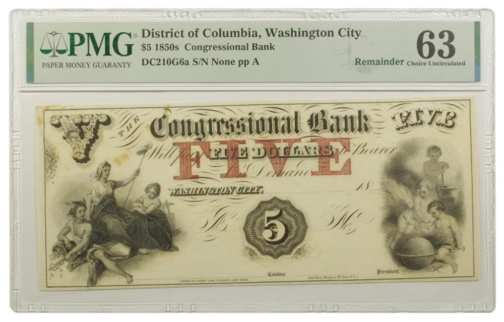 Washington, D.C. PMG-63 Remainder $5 Note