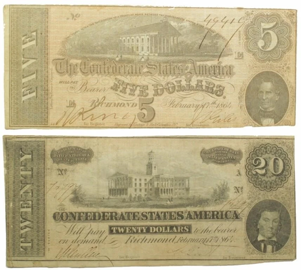 Confederate States. Pair of VF 1864 Issues